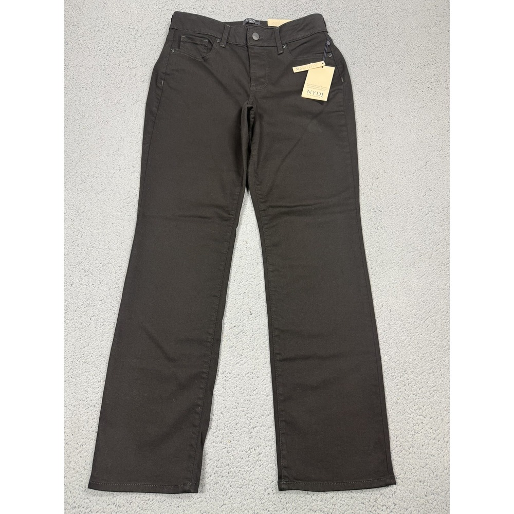 NYDJ Marilyn Straight Jeans Womens 8P Black Lift Tuck Stretch Denim Petite